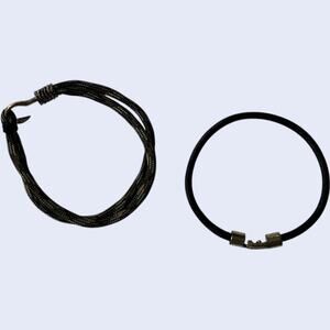 Black Minimalist Bracelet Set 2pc Cord Rope Adjustable Casual Mens Unisex